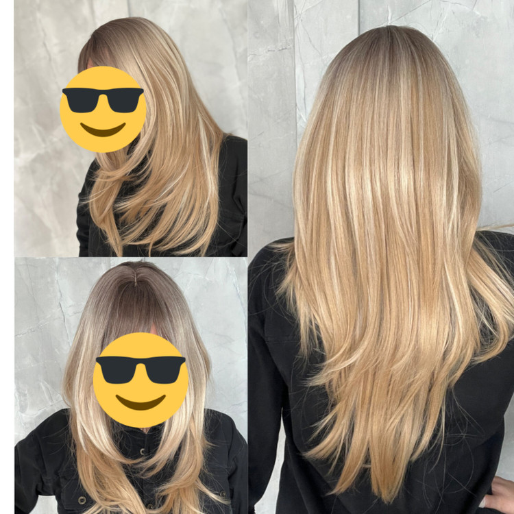 کلاهگیس زنانه بلند با فرق پوستی