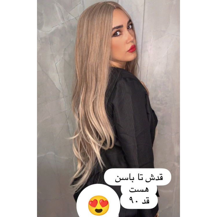 کلاهگیس زنانه فرق پوستی حالتدار قد ۹۰ سانت