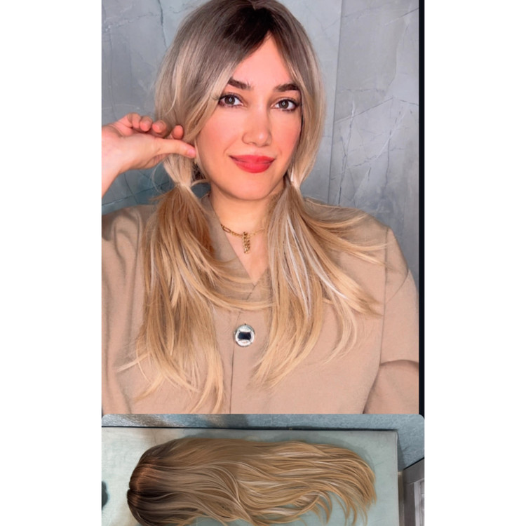 کلاهگیس زنانه بلند با فرق پوستی