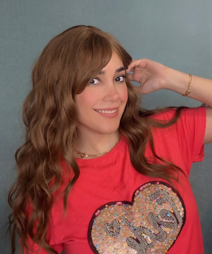 کلاهگیس زنانه بلند با فرق پوستی