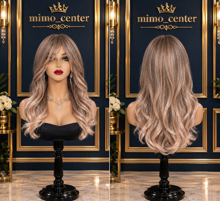 کلاهگیس زنانه بلند با فرق پوستی