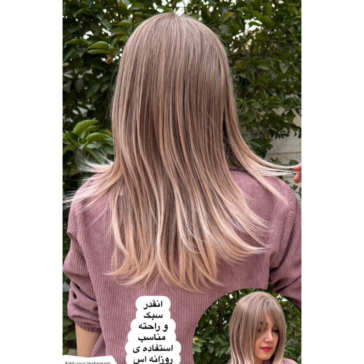 کلاهگیس زنانه بلند با فرق پوستی